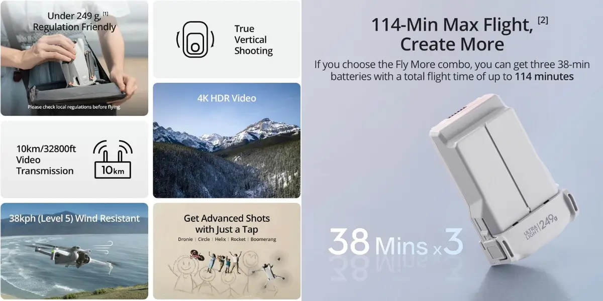 DJI Mini 3 Fly More Combo Drone with 4K HDR Camera