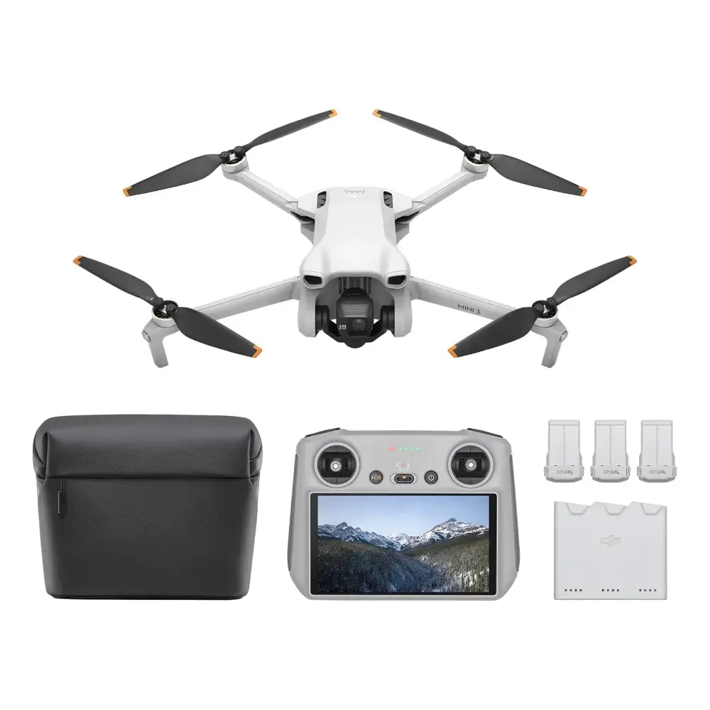 Close-up of DJI Mini 3 gimbal and camera lens