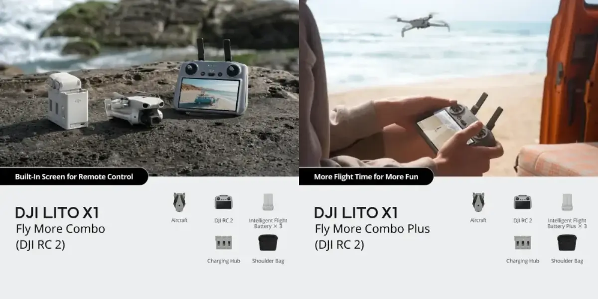 DJI Lito X1 Fly More Combo Plus Mini Drone with RC 2 Controller