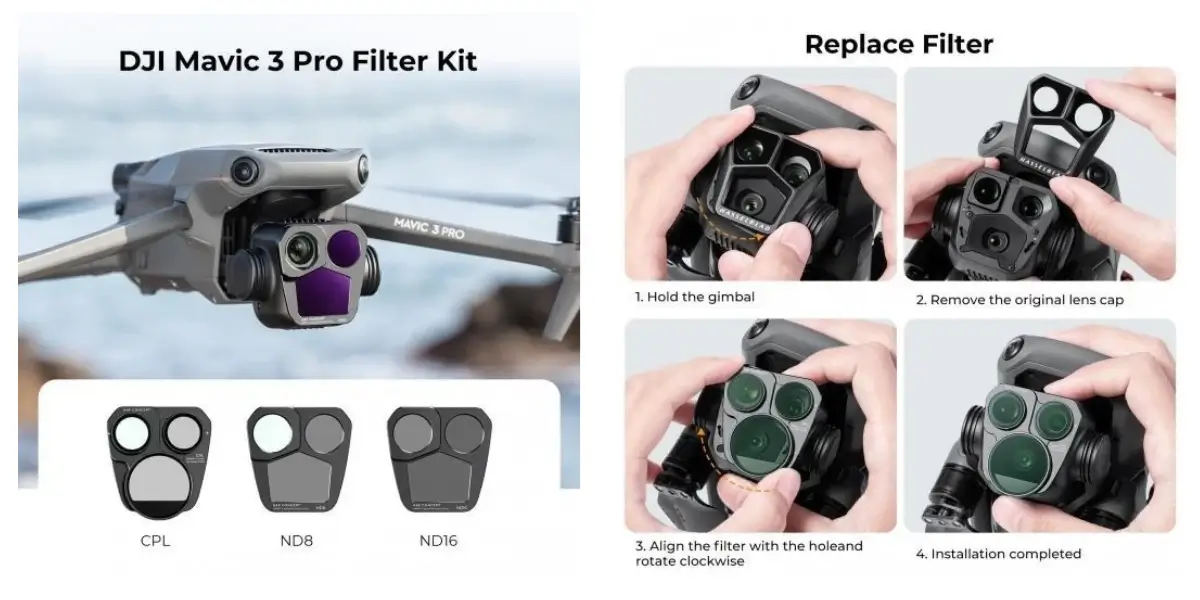K&F Concept DJI Mavic 3 Pro CPL ND8 ND16 Filter Set