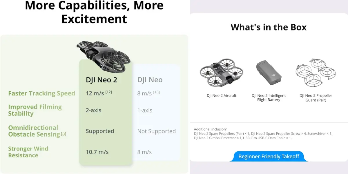 DJI Neo 2 Palm Takeoff Selfie Drone with 4K Camera