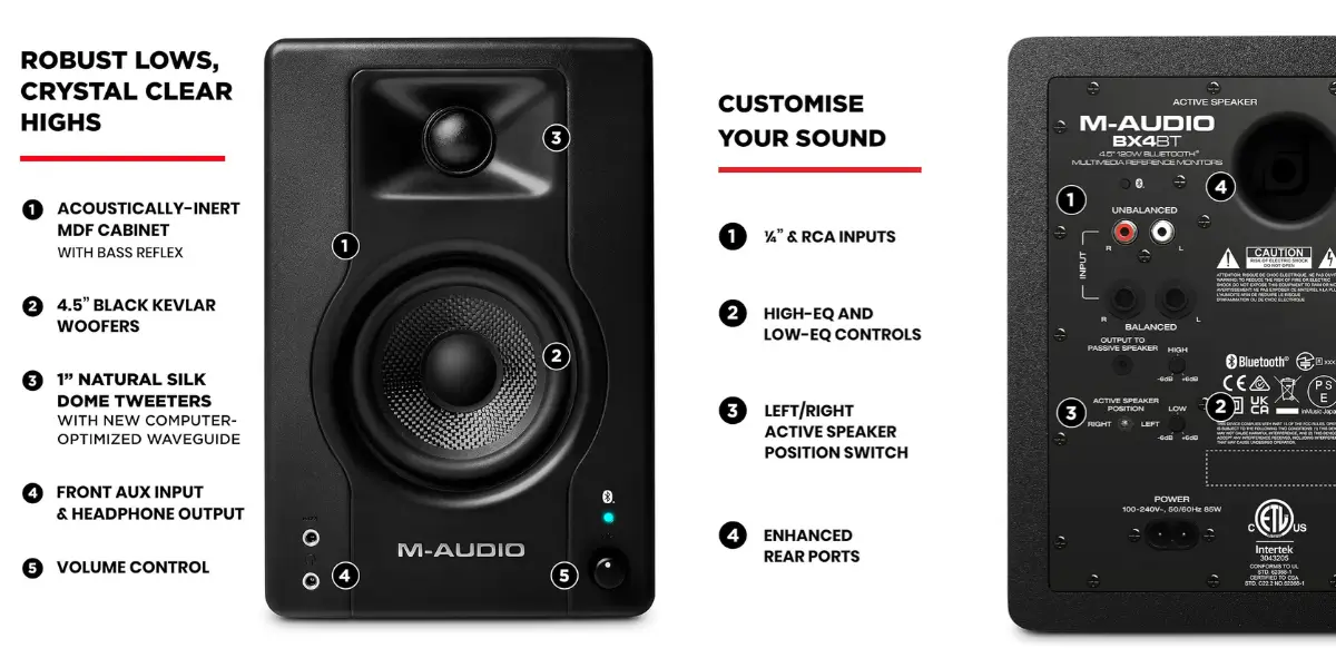 M-Audio BX4 BT Bluetooth Studio Monitor Speakers
