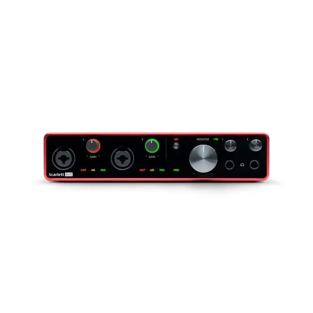 Scarlett 8i6 Gain Halos and Air Mode controls close-up