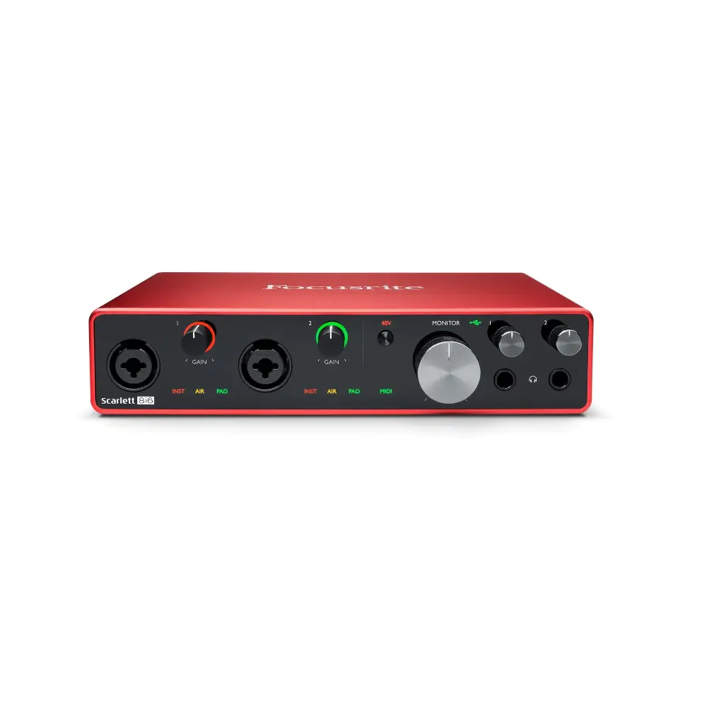 Focusrite Scarlett 4i4 4th Gen USB audio interface front view