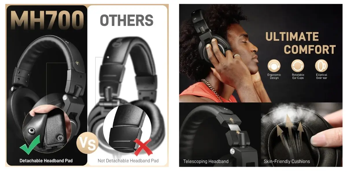 MAONO MH700 Wired Studio Monitor Headphones with 50mm Driver - image 2