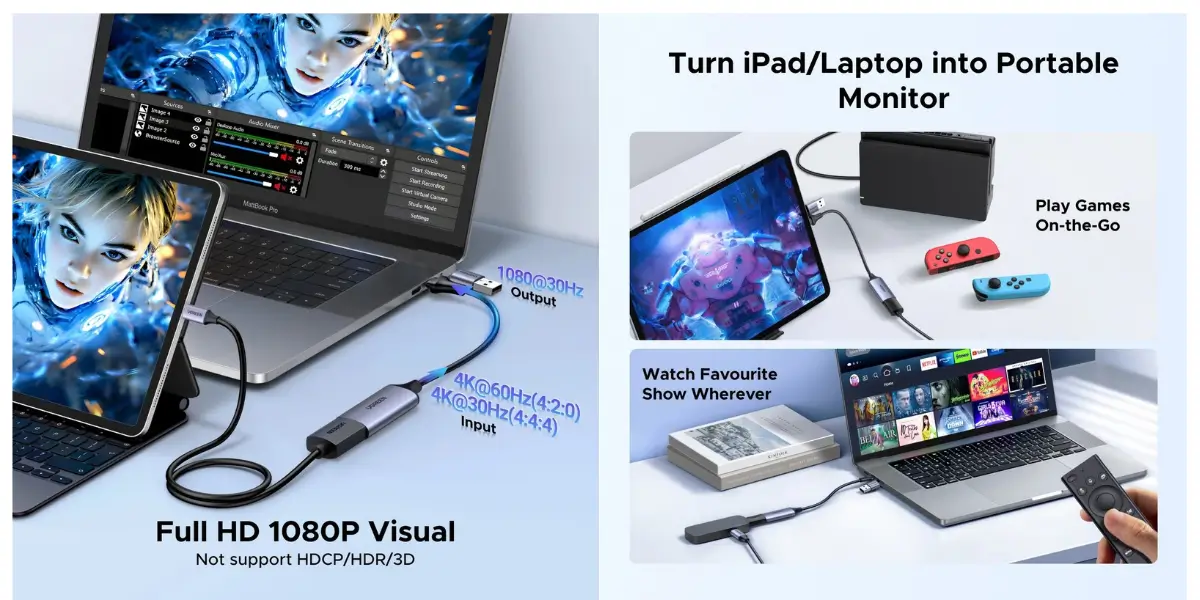 Ugreen CM489 USB to HDMi Video Capture Card for Streaming - image 2