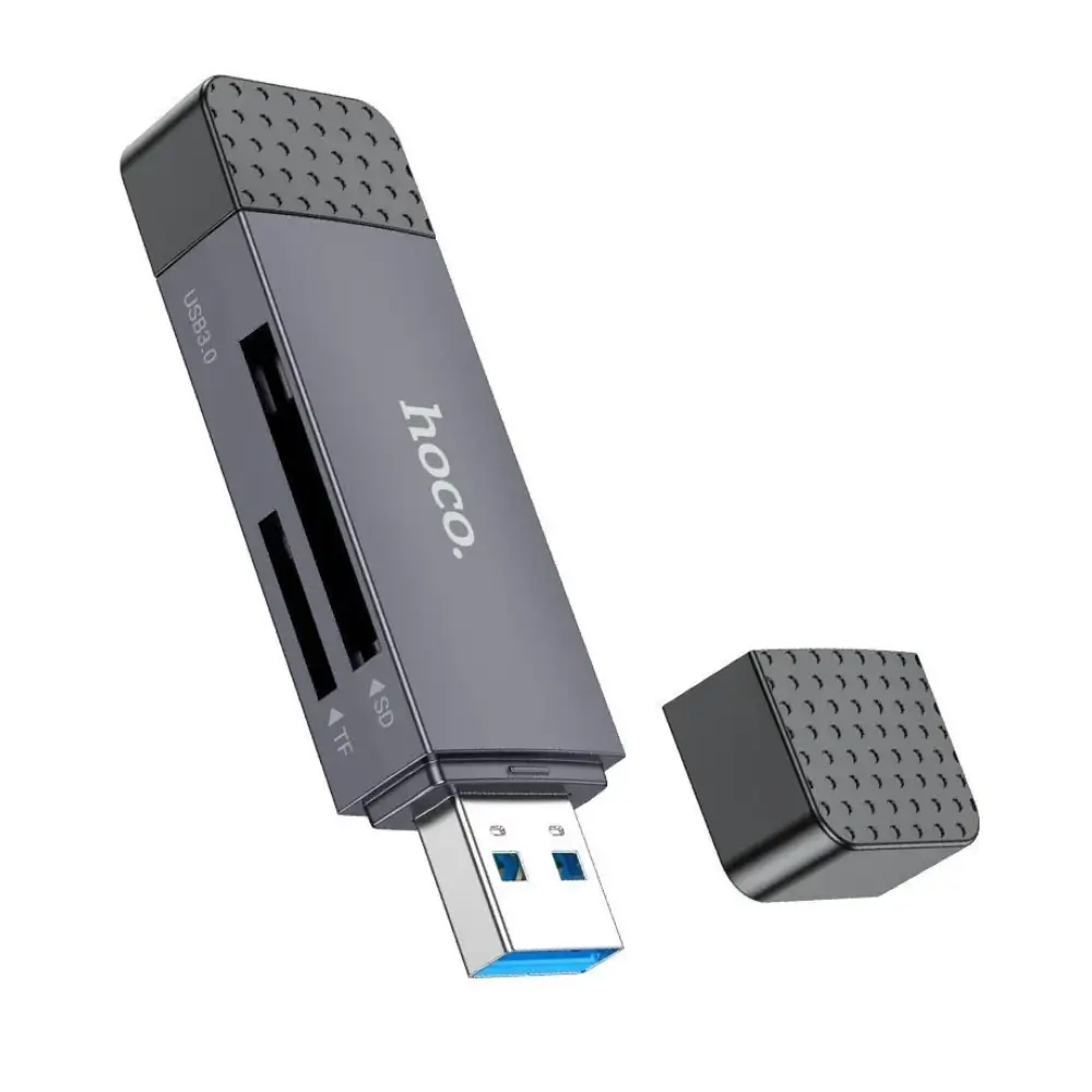 Close-up of Hoco HB45 dual USB-A and Type-C connectors