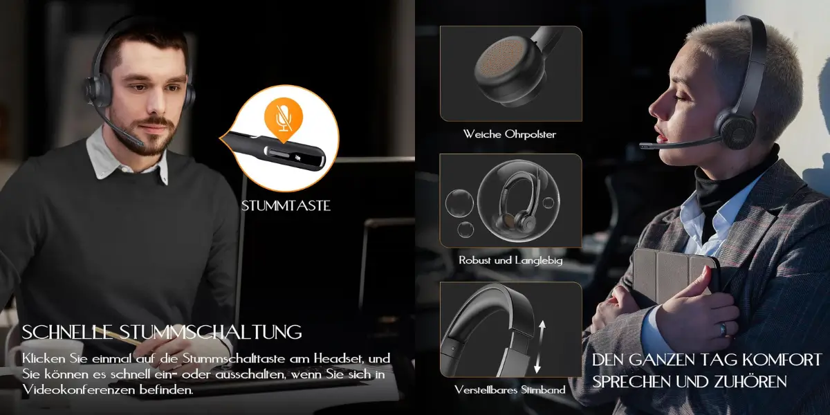 EKSA H16 Wireless Bluetooth Headset with ENC Microphone - image 3