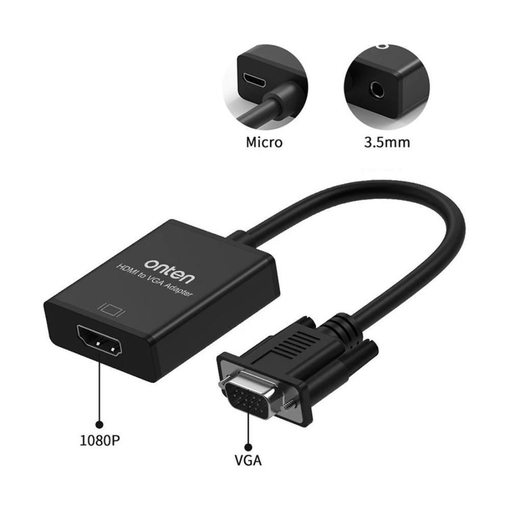 Onten OTN-7557A HDMI to VGA adapter with audio front view