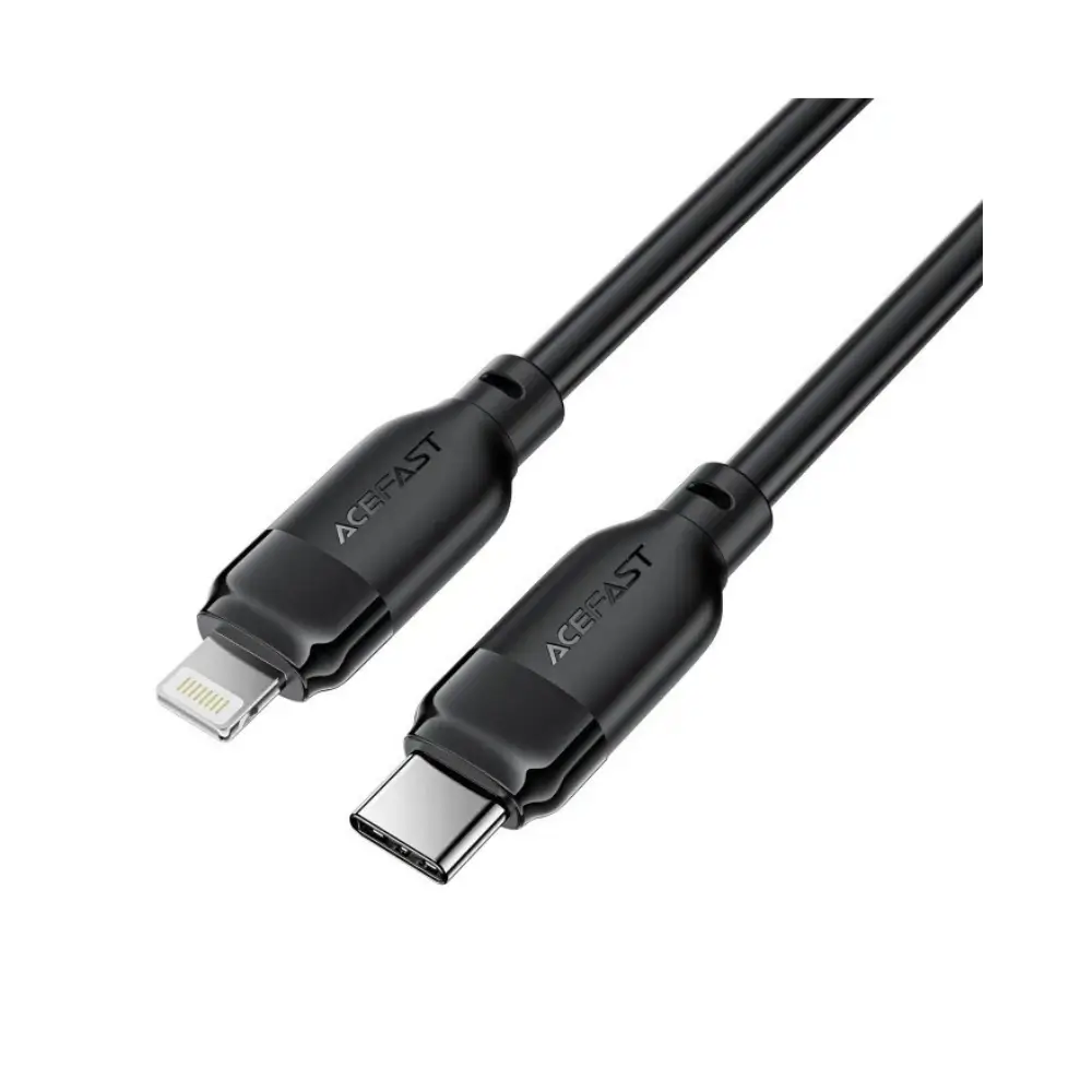 Close-up of 30W fast charging USB-C to Lightning connector
