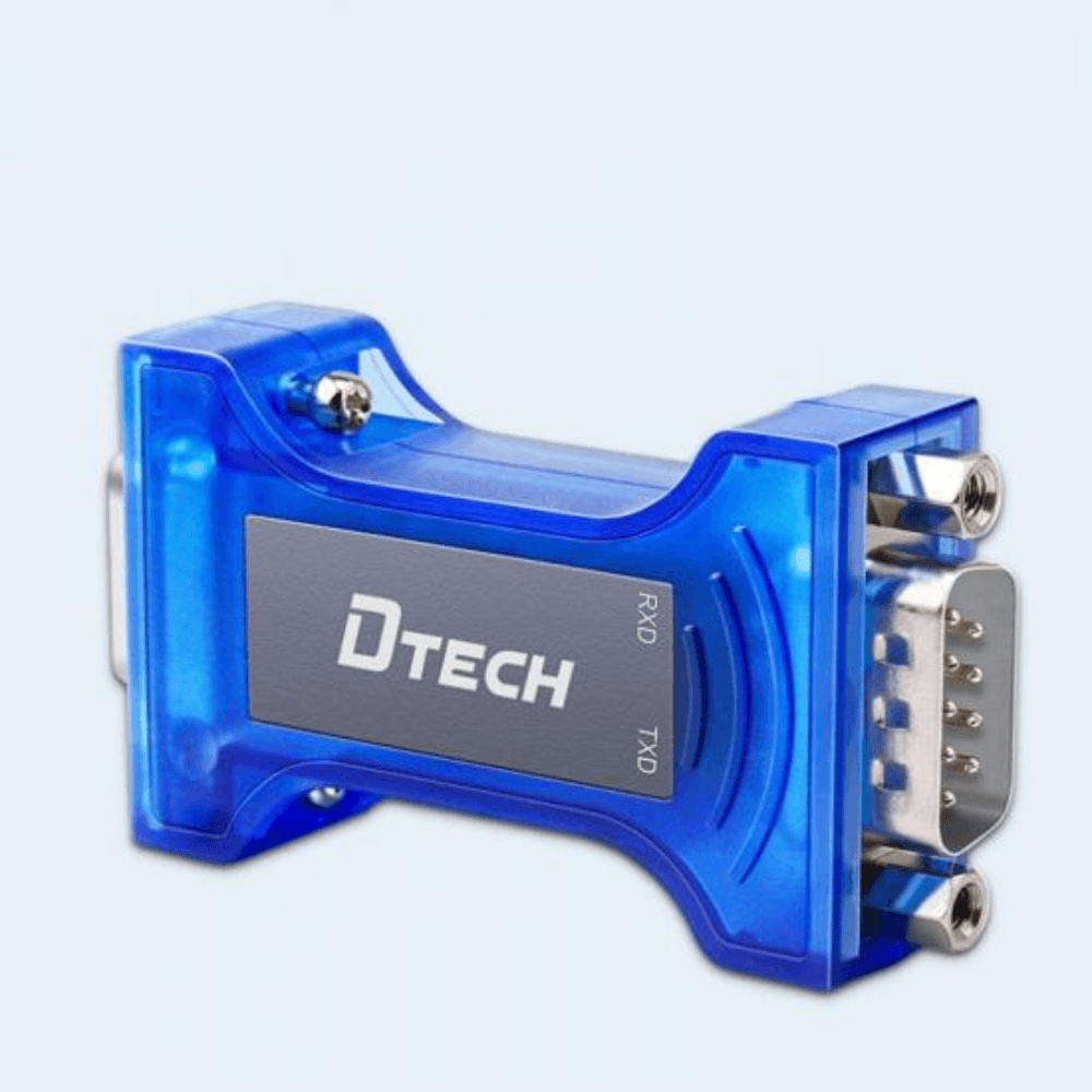 RS232 to RS485 converter connecting laptop and desktop