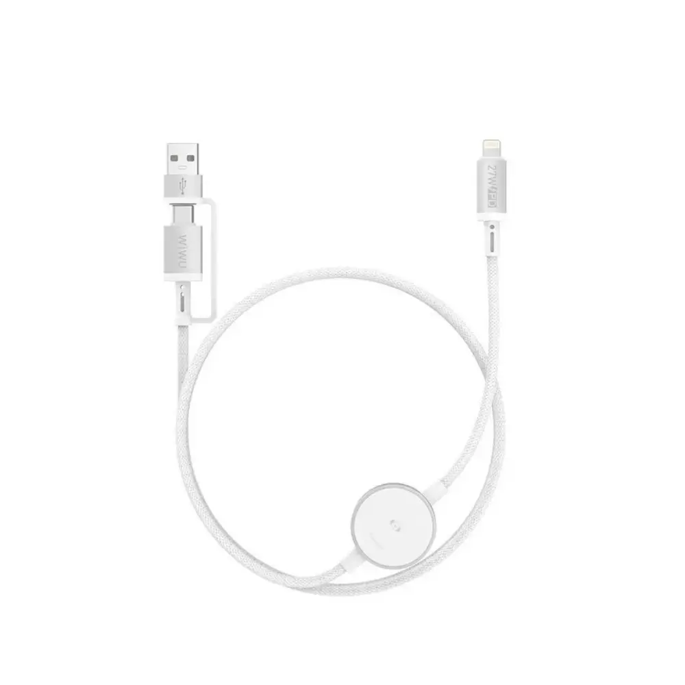 WiWU TitanLink 2-in-1 Apple Watch charging cable on white background WiWU TitanLink 2-in-1 Apple Watch charging cable on white background