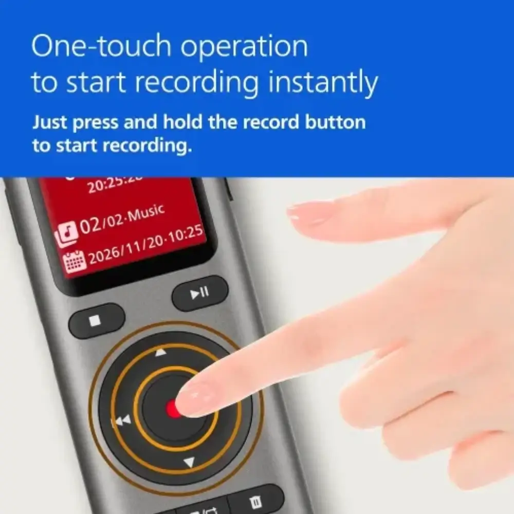 Philips DVT2075 recorder with dual high-sensitivity stereo microphones