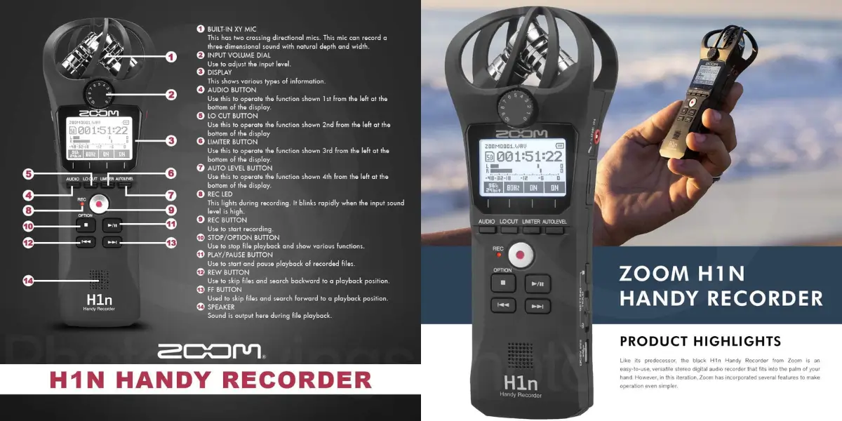 Zoom H1n Professional Audio Recorder with Stereo Microphone - image 2