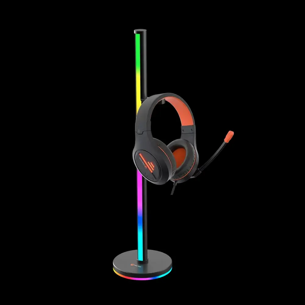 Meetion BK300 black smart lighting headset stand front view