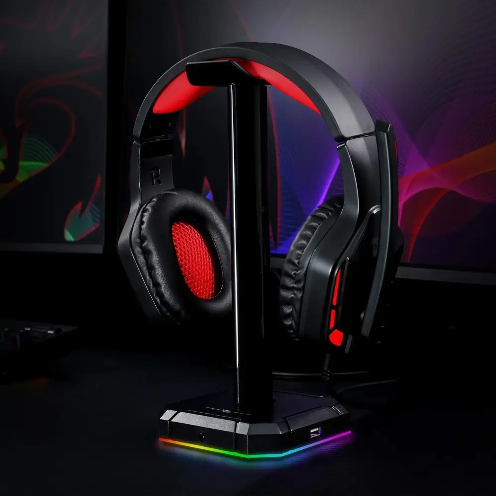 Redragon HA300 Scepter Pro RGB gaming headphone stand front view