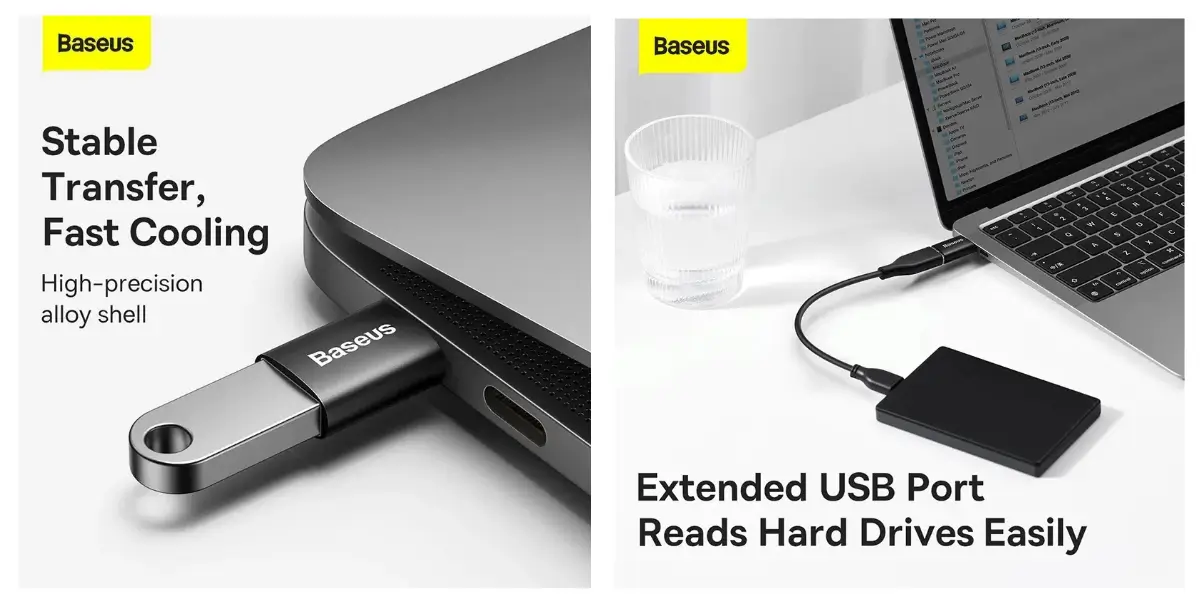 Baseus Ingenuity Mini Aluminum USB-C to USB-A 3.1 OTG Adapter 10Gbps