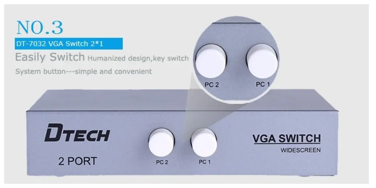 Dtech DT-7032 2 in 1 VGA Switcher for PC and Projector