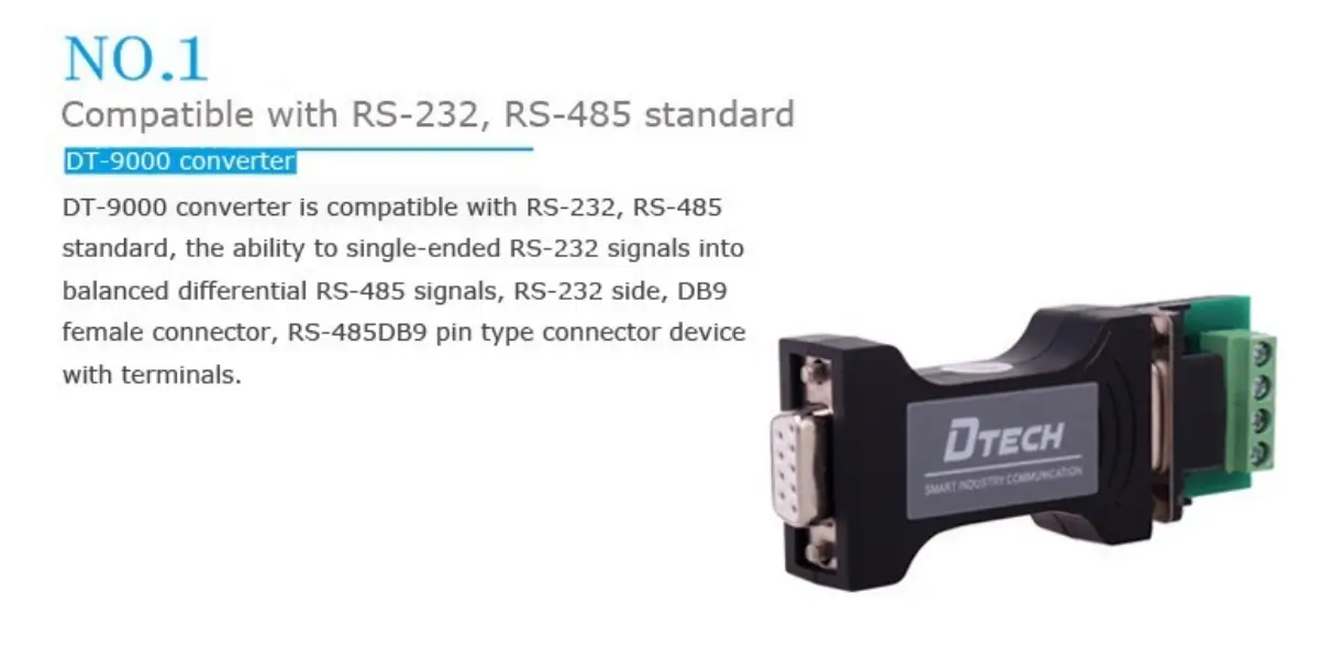Dtech DT-9000 Passive RS232 to RS485 Converter with 1.2Km Range