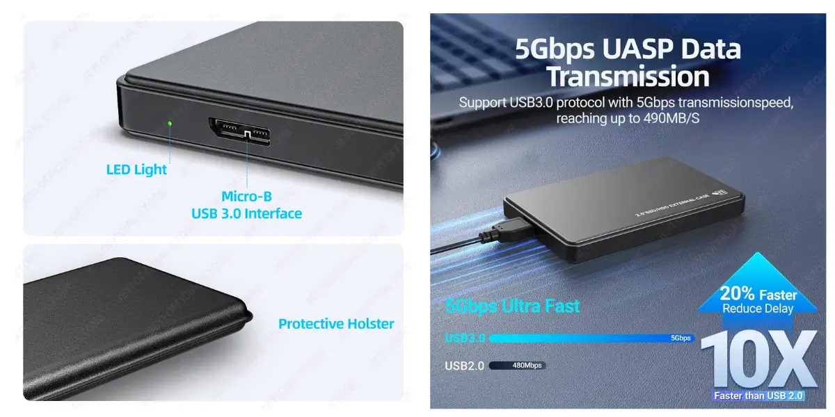 JEYI i8p-Youth25BK 2.5 Inch External HDD Enclosure USB 3.0