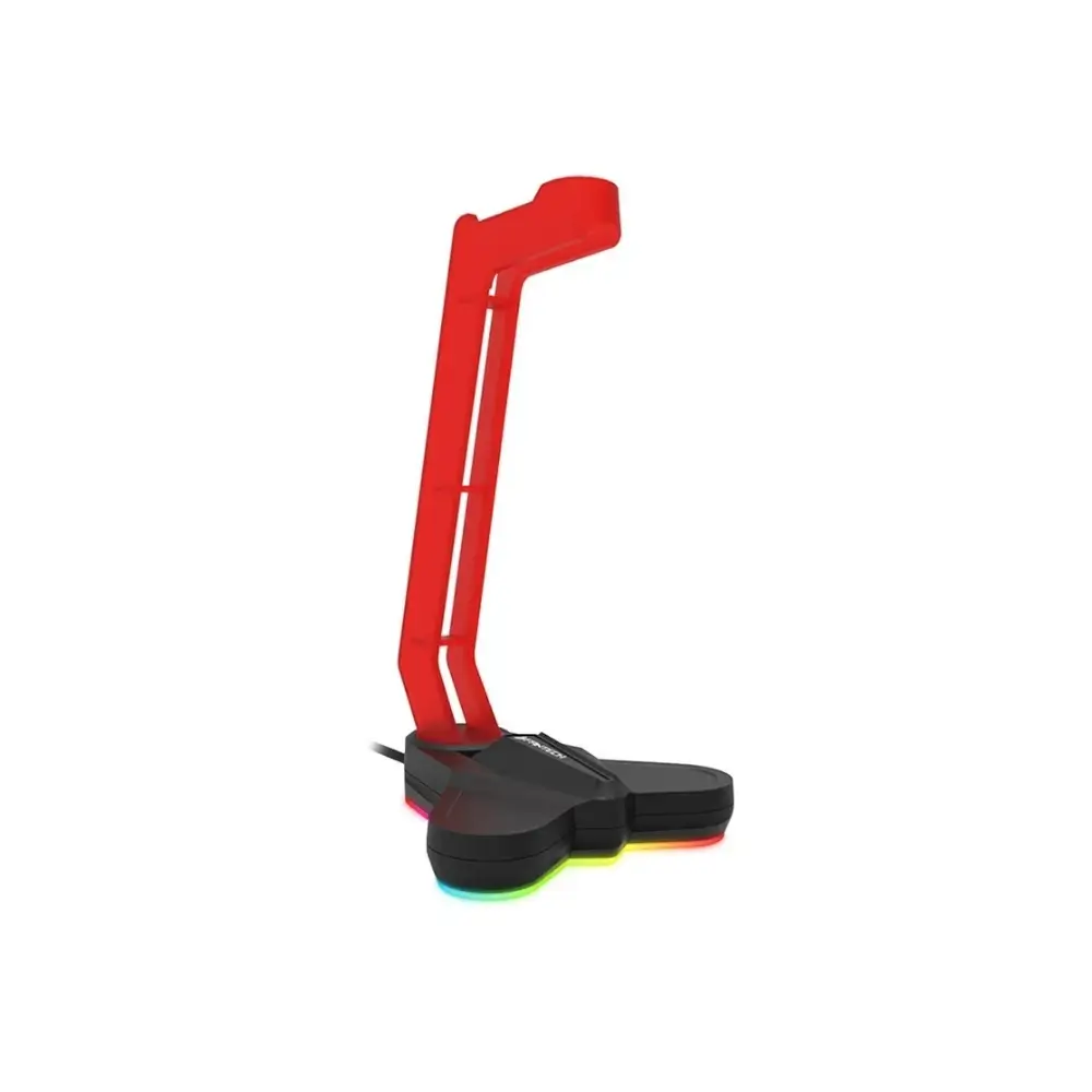 Triangular base of the Fantech AC3001S RGB headphone stand for stability Triangular base of the Fantech AC3001S RGB headphone stand for stability