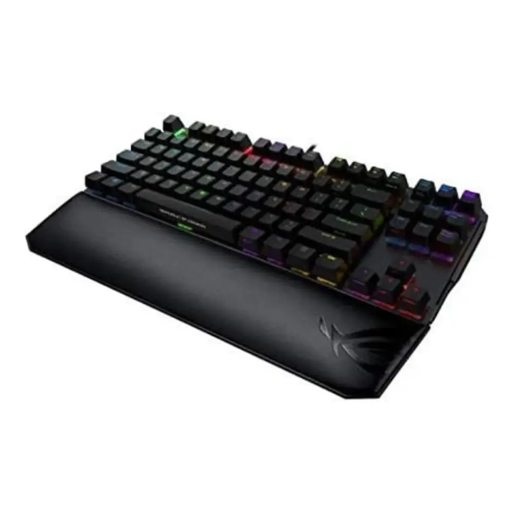 Asus ROG wrist rest showing soft foam cushion and elevated angle