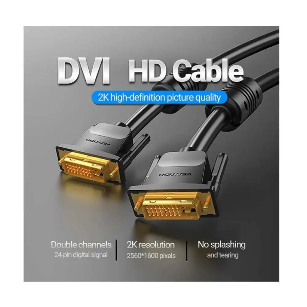 Vention EAABI black 3 meter DVI 24+1 male to male cable, main view