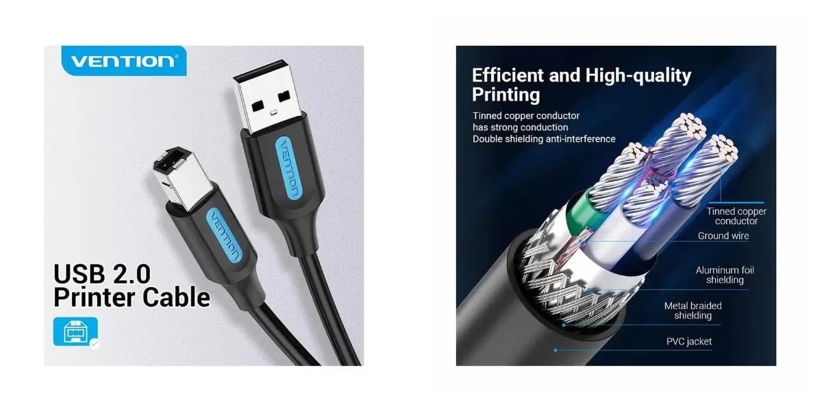 Vention COQBJ USB 2.0 Type-A to Type-B Printer Cable 5M