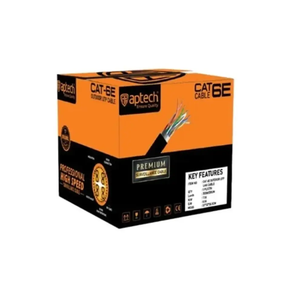 Aptech Cat 6E 305 meter outdoor UTP cable roll Aptech Cat 6E 305 meter outdoor UTP cable roll