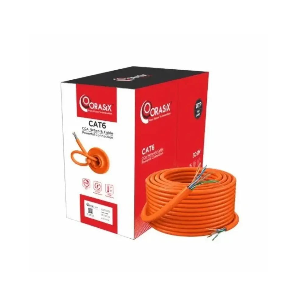 305 meter orange Cat6 indoor network cable from Orasix 305 meter orange Cat6 indoor network cable from Orasix