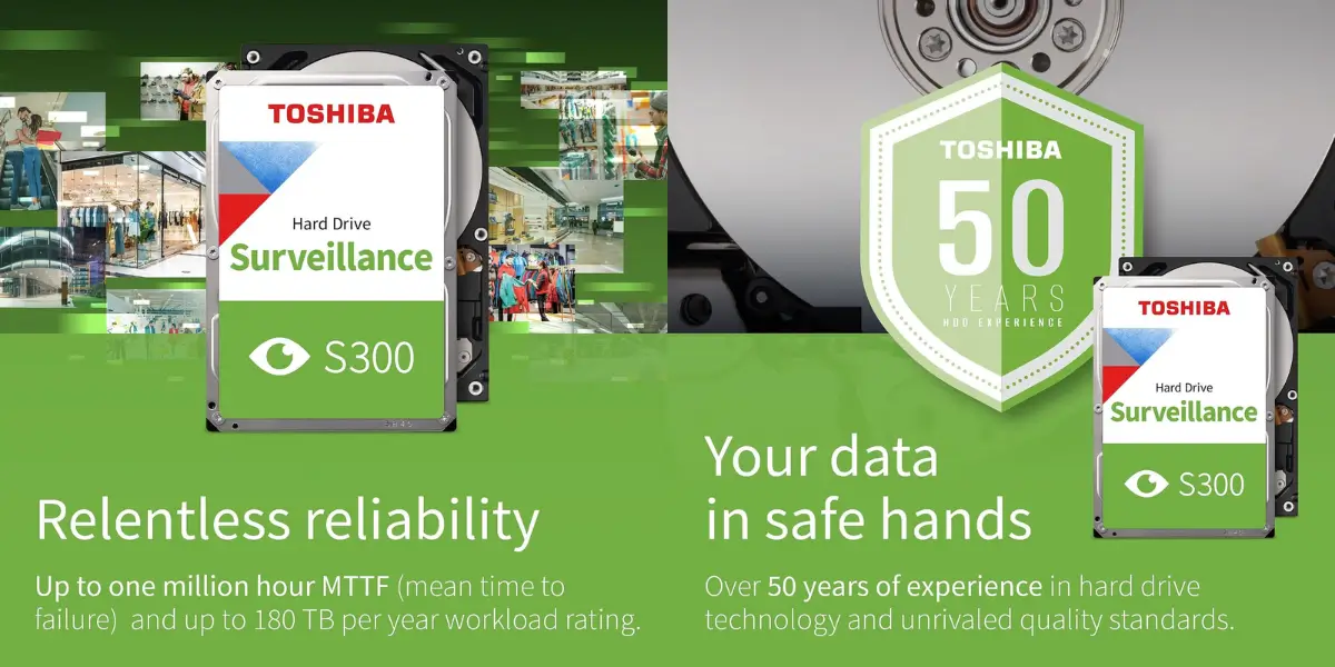 Toshiba S300 2TB Surveillance HDD, SATA III, 160 MB/s Read Speed