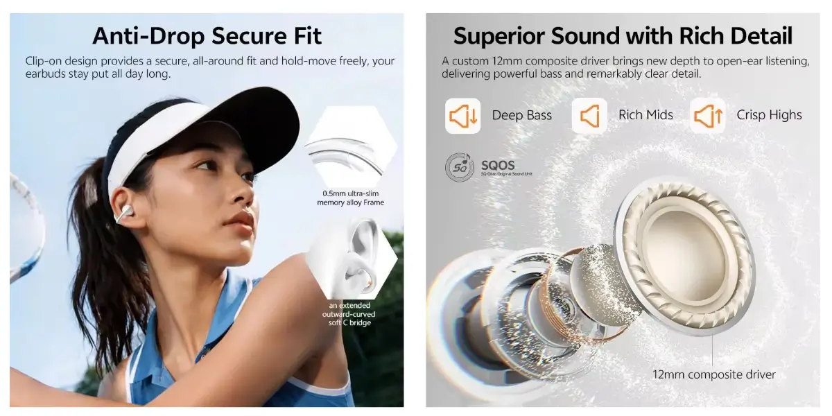 QCY Crossky C50i Open-Ear Wireless Earbuds with LDAC Audio - image 2