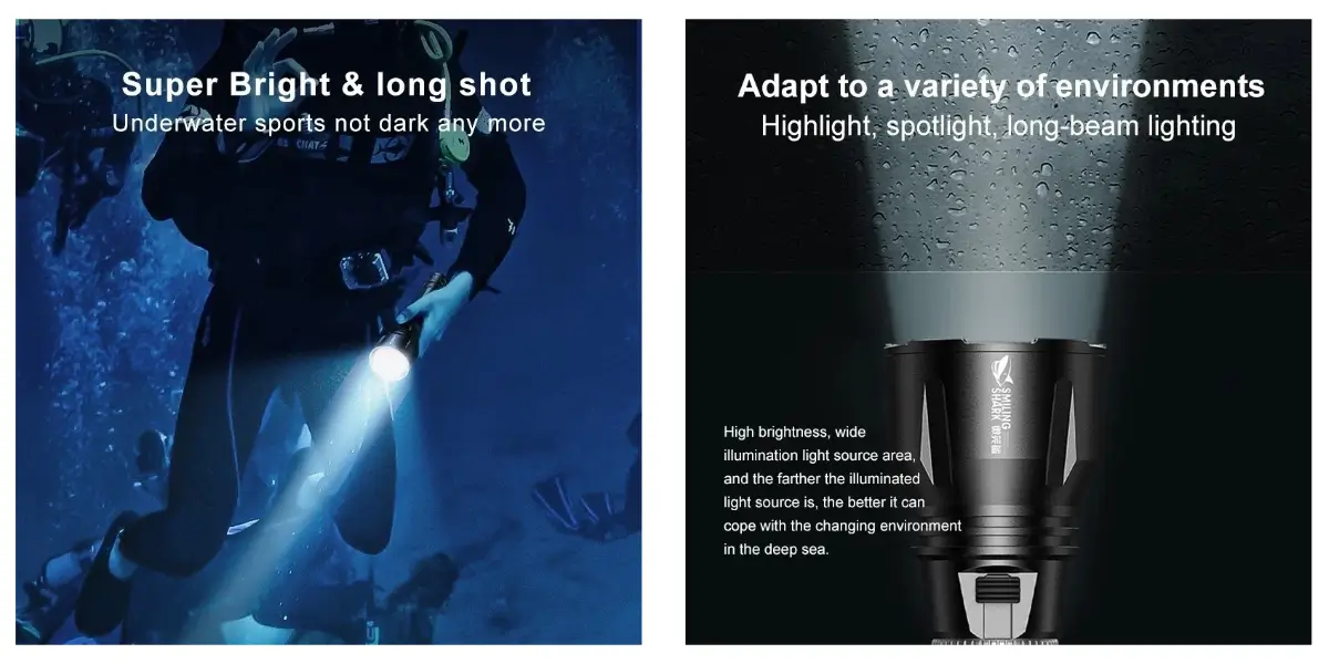 Concise: SMILING SHARK SD-Q20A High-Intensity Diving Flashlight - image 2