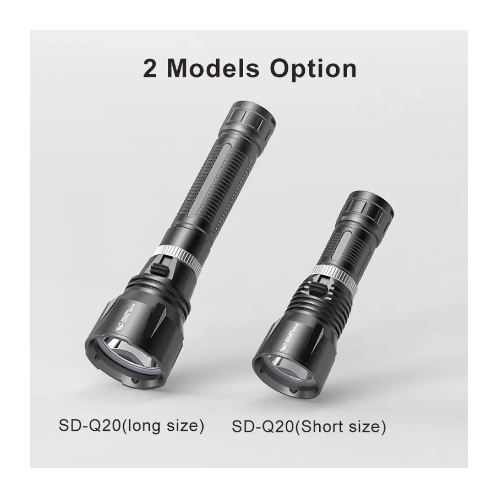 Smiling Shark SD-Q20A high-intensity diving flashlight, front view Smiling Shark SD-Q20A high-intensity diving flashlight, front view
