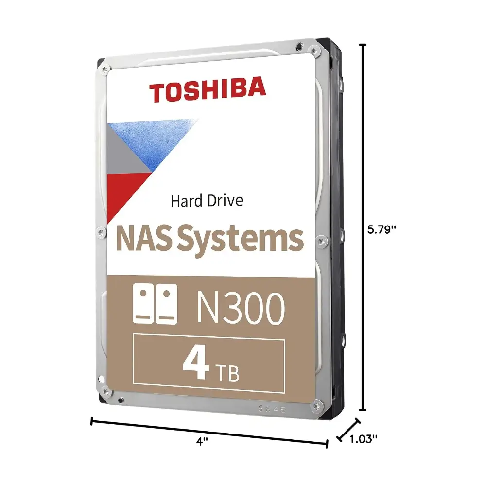 Close-up of the Toshiba N300 SATA connector and drive label Close-up of the Toshiba N300 SATA connector and drive label
