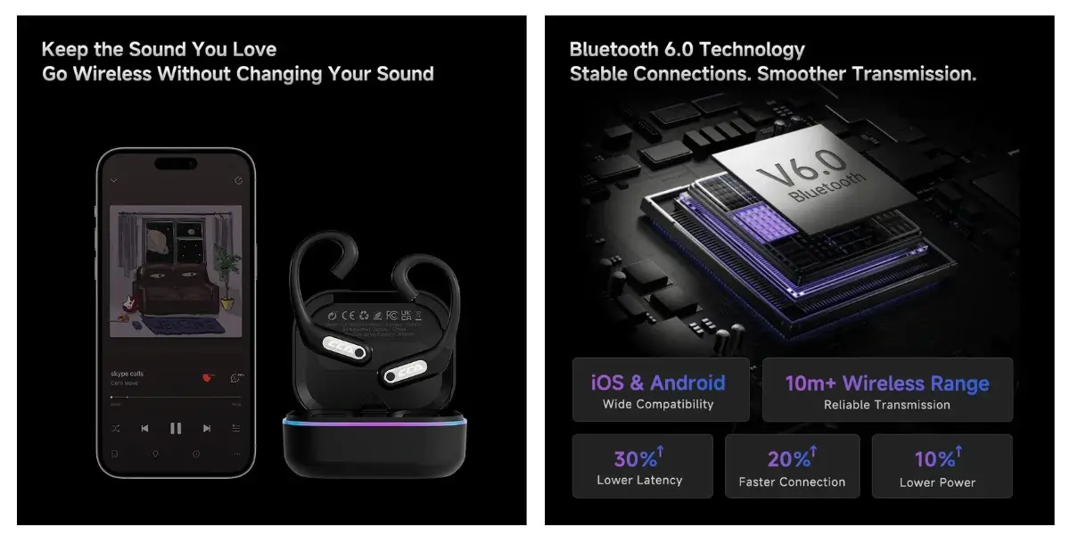 CCA MX1 Bluetooth 6.0 Wireless Earhook Adapter for IEMs - image 2