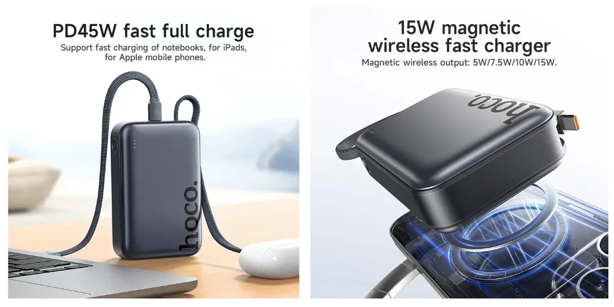 HOCO Q44A 45W Magnetic Wireless Power Bank 20000mAh - image 2