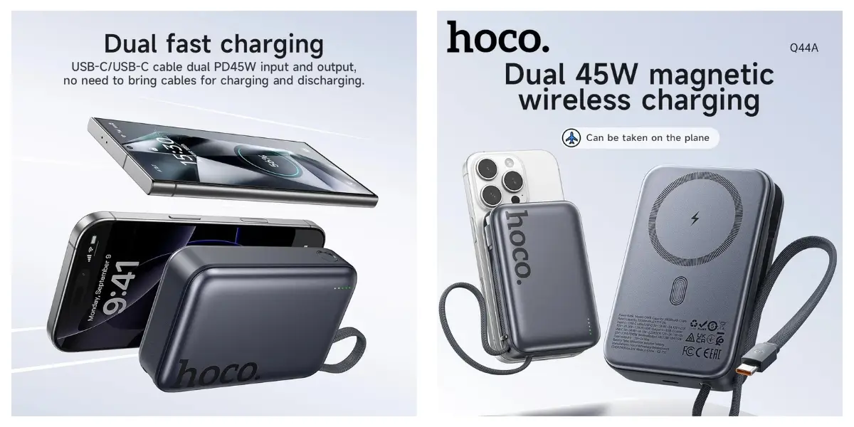 HOCO Q44A 45W Magnetic Wireless Power Bank 20000mAh