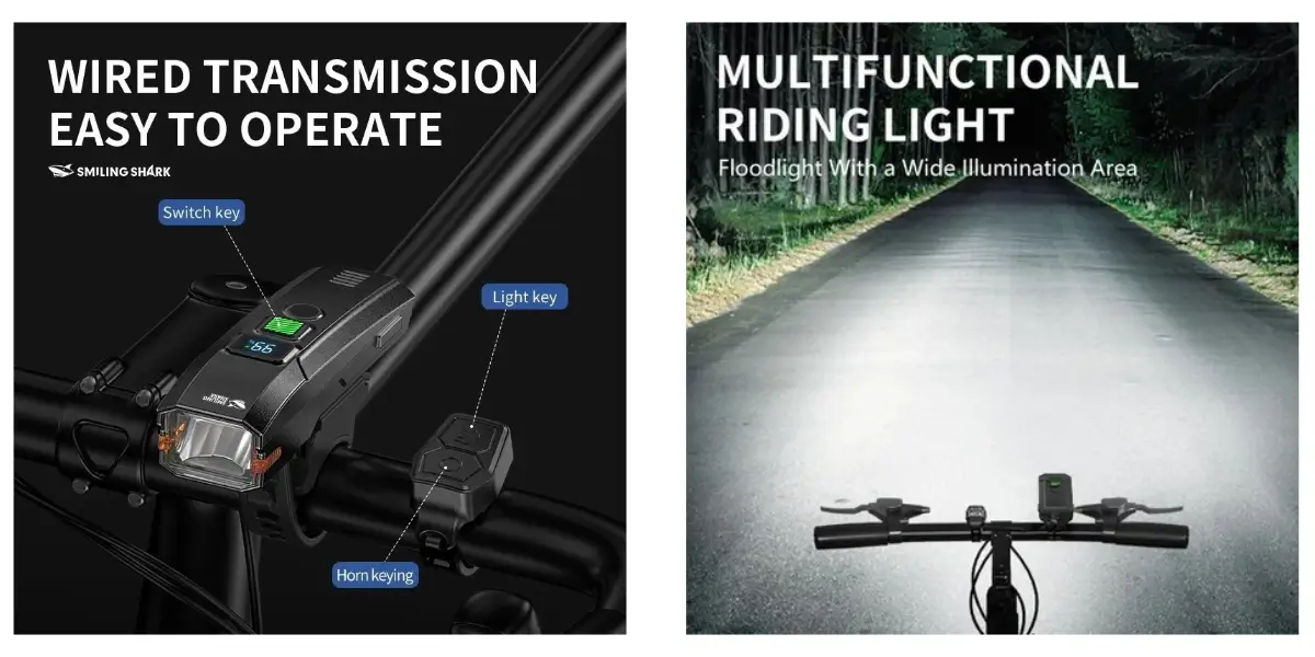 Smiling Shark QXD435 LED Bicycle Light with Horn Function - image 2