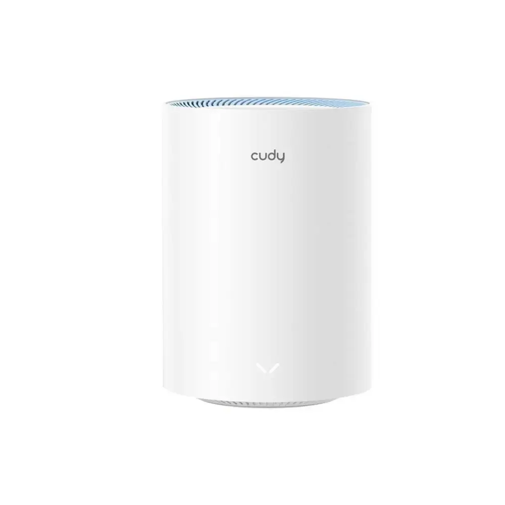 Close-up of the Cudy M1200 compact white mesh router design