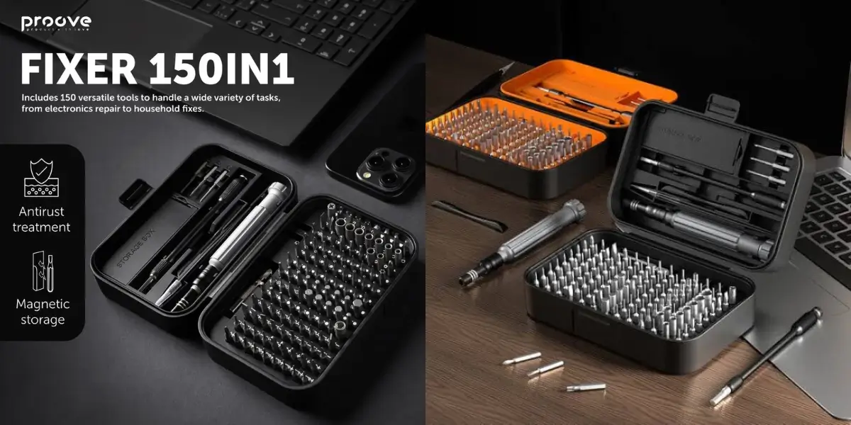 Proove Fixer 150-in-1 Screwdriver Repair Tool Kit Set—Black - image 3