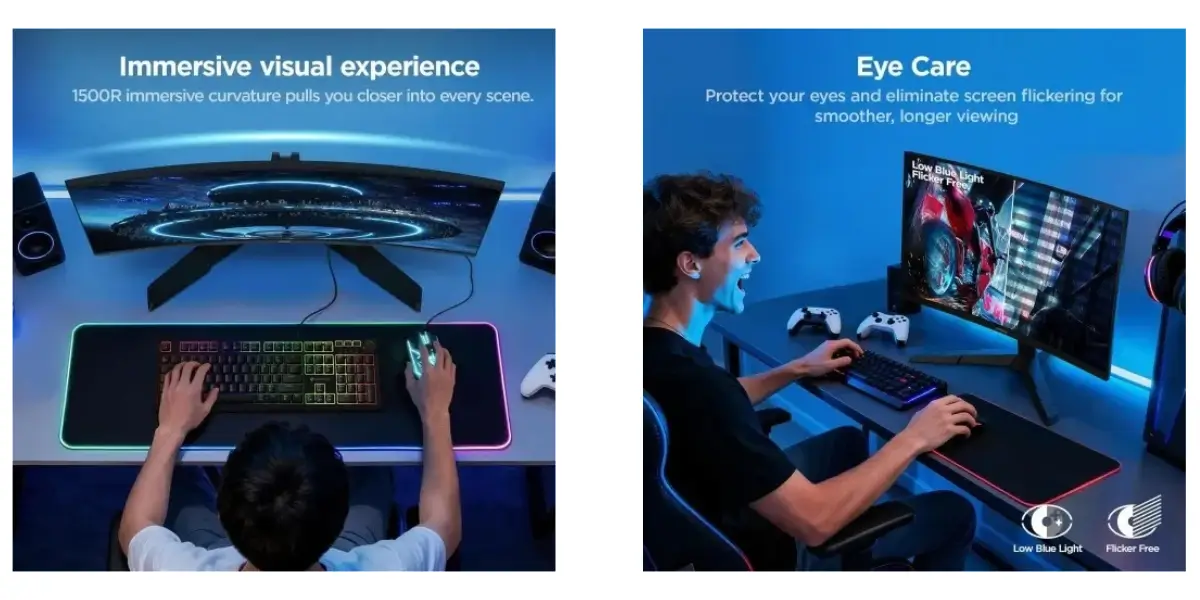 KOORUI 27E6QCA 27-Inch 2K 180Hz Curved Gaming Monitor
