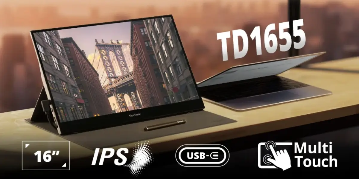 viewsonic TD1655 Portable Monitor Size Comparison Laptop