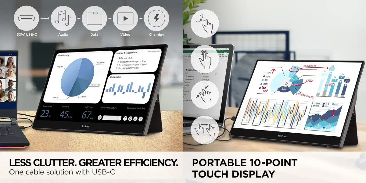 viewsonic TD1655 Pivot Display Desk Setup