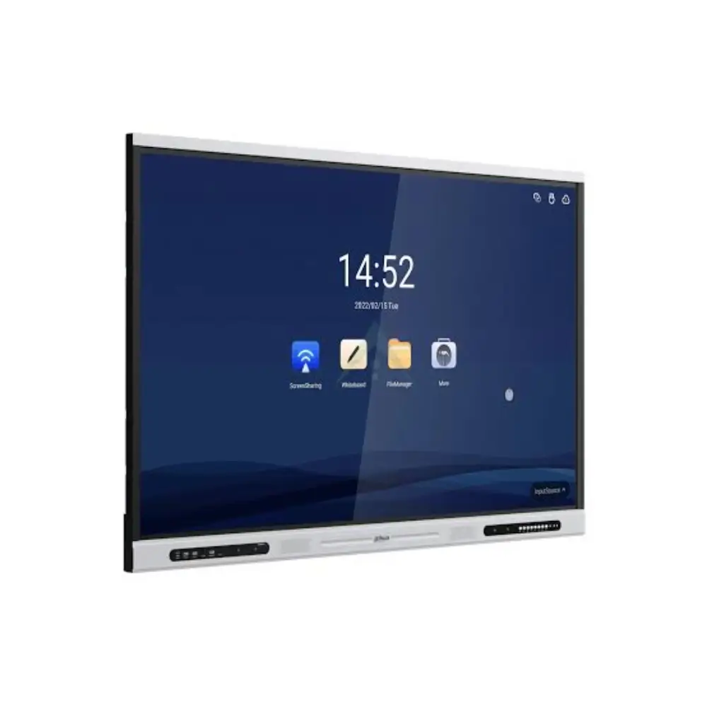 Close-up of the Dahua interactive panel anti-dazzle tempered glass surface