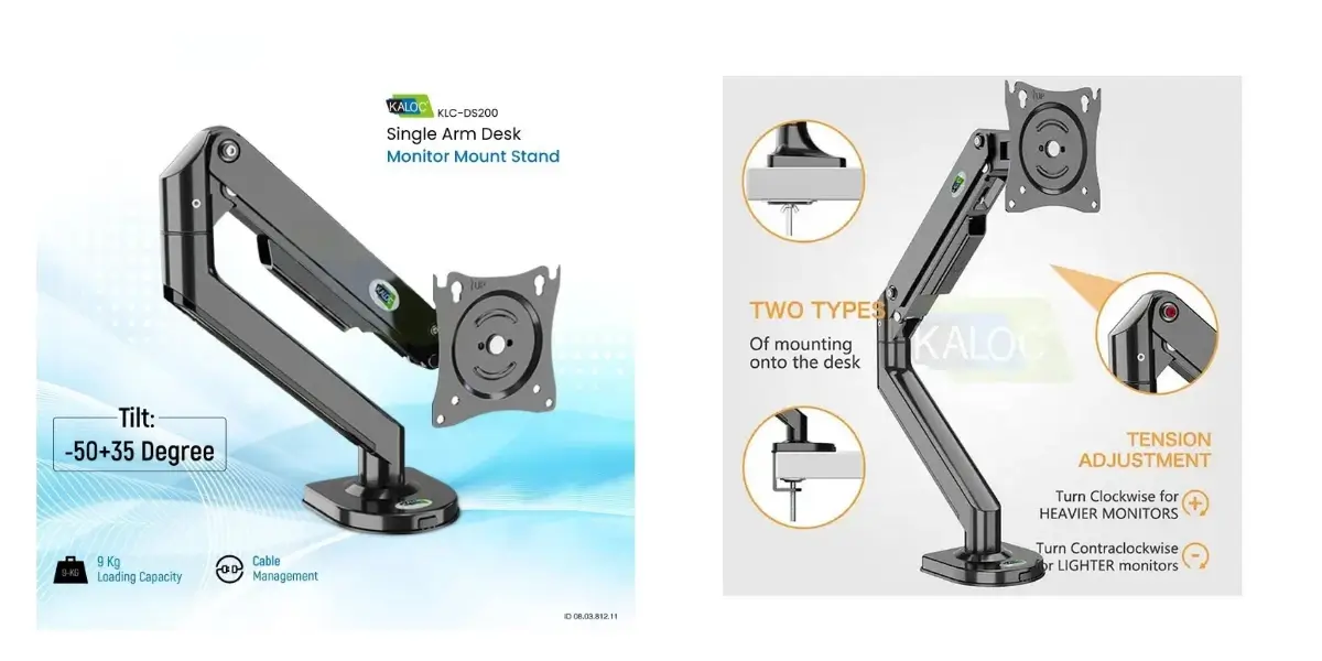 Kaloc KLC-DS200 Single Monitor Arm for 17-32 Inch Screens
