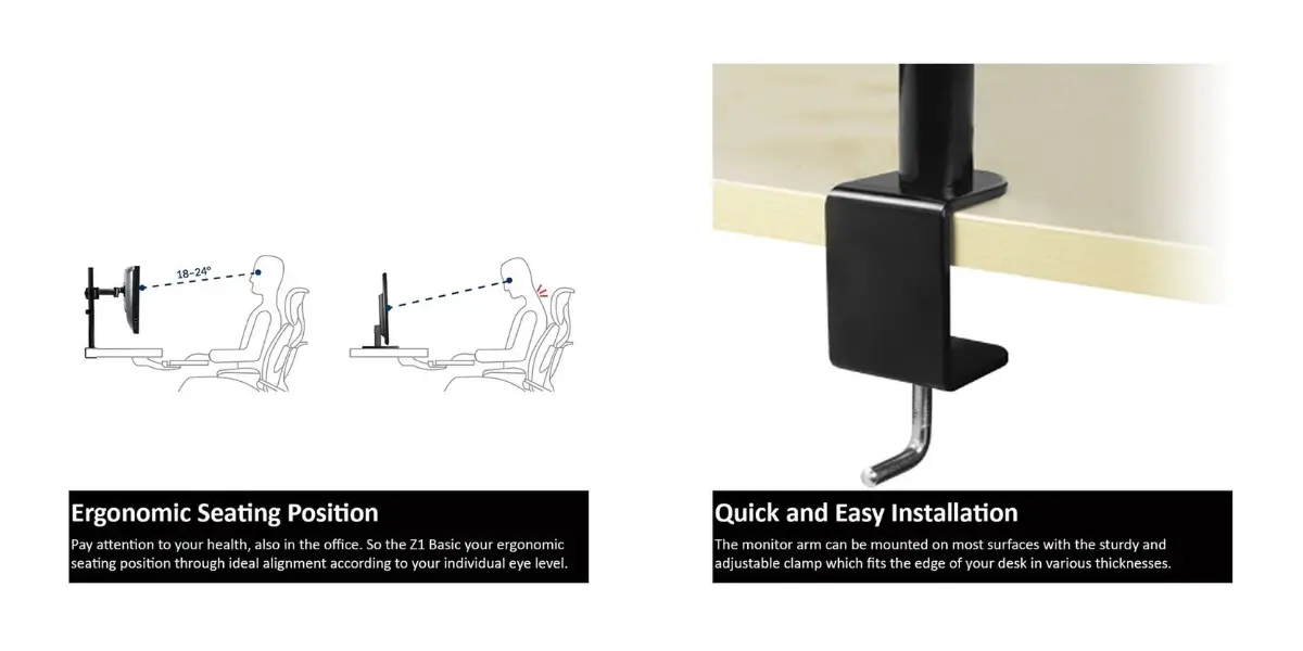 Arctic Z1 Basic Desk Mount Monitor Arm with 15kg Capacity
