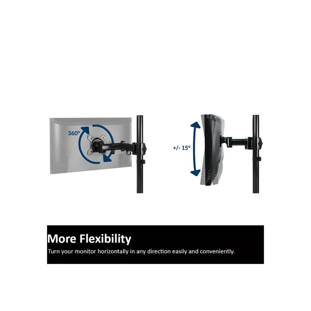 Arctic Z1 Basic monitor arm showing +90° and -45° tilt range