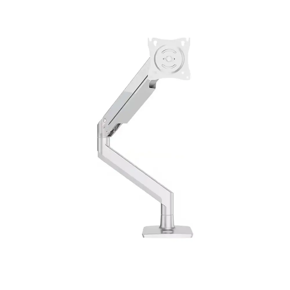 Monitor arm showing 360-degree swivel and tilt adjustment