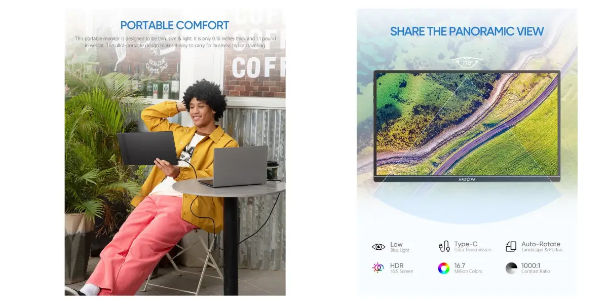 Arzopa A1S 14 Inch FHD Portable Monitor with Type-C - image 2
